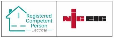 Logo for 'Registered Competent Person Electrical' register and logo for the 'NICEIC' regulatory body